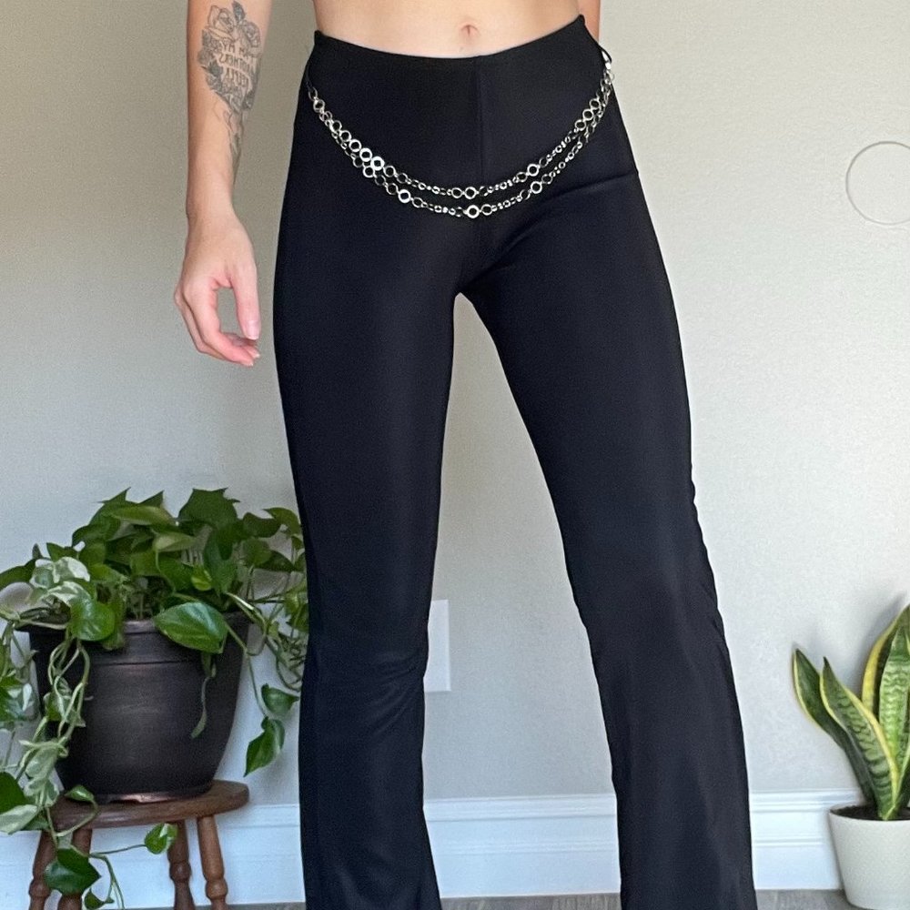 Vintage Y2K Nylon Hot Pants with Waist Chain